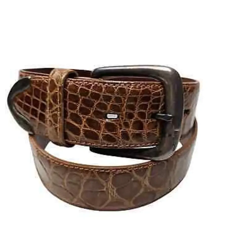 Vintage Ralph Lauren Alligator Leather & Sterling Silver‎ Belt 2268 Men 30 Brown